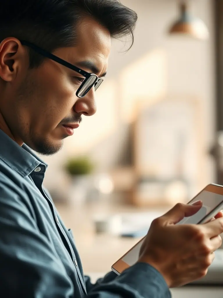 A close-up shot of a user interacting with a digital signage content management system on a tablet, showcasing the intuitive interface and ease of use for scheduling and updating content.